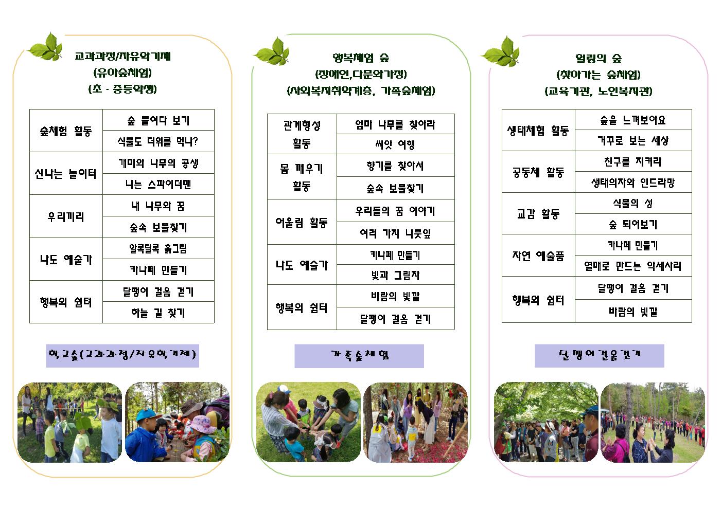 숲체험프로그램 안내