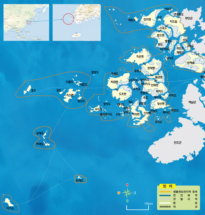 신안다도해 생물권보전지역 위치도