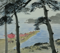 임자도 해변과 소나무