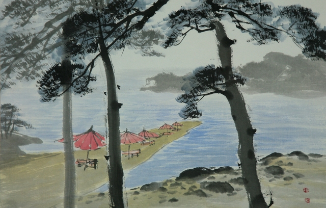 임자도 해변과 소나무