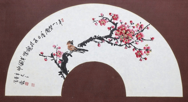 梅鳥扇圖(매조선도)