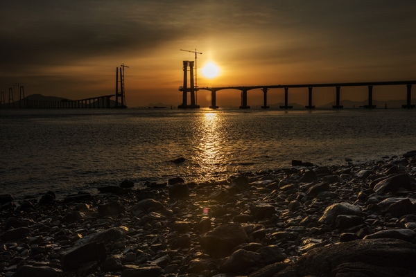 암태 오도선착장에서 본 천사대교 일출 001 6