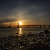 암태 오도선착장에서 본 천사대교 일출 001