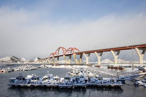 압해 눈온 뒤 압해대교 전경 3