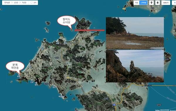 자은도 둔장 해변내에 할미도 소녀상? 1