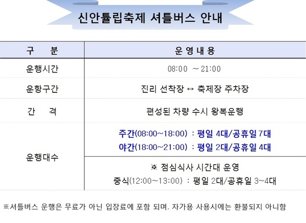 제10회 신안튤립축제 셔틀버스 운영 안내 1