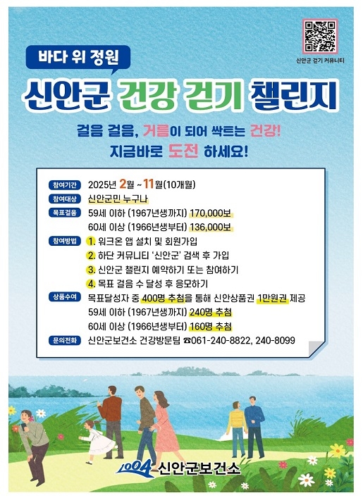 신안군, 건강 걷기 챌린지 ‘워크온’ 확대 운영..