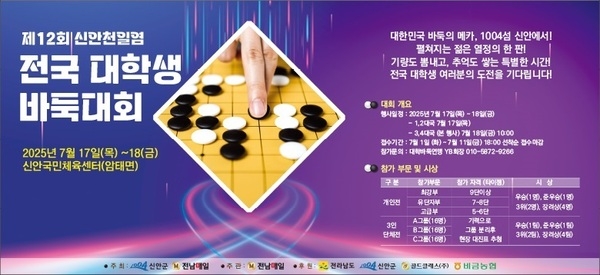 신안군, ‘제12회 신안천일염 전국 대학생 바둑대회’ 개최..