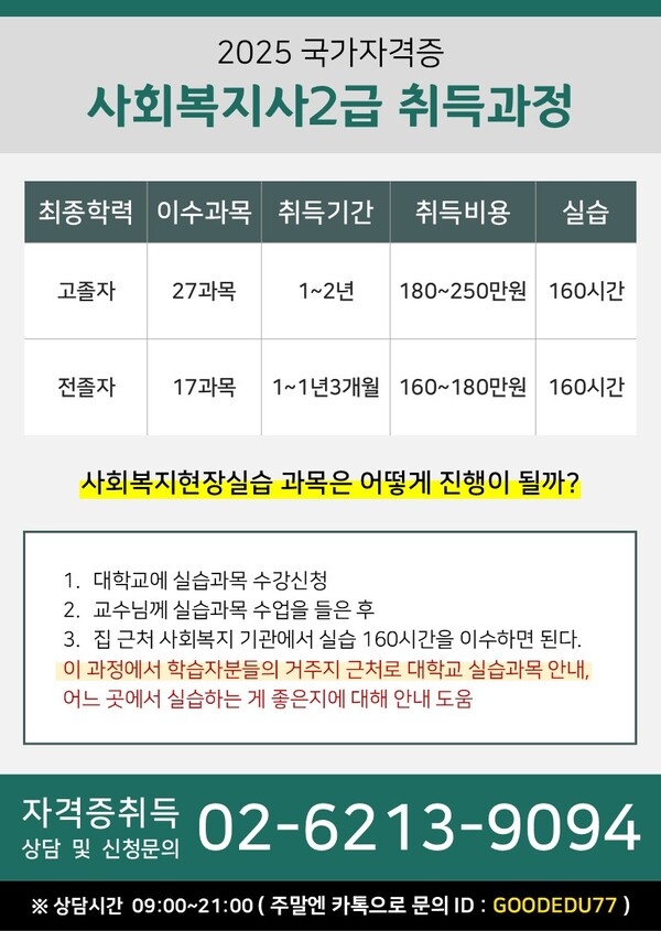   [공지] 40~60대 여성분들, 사회복지사 자격증으로 복지관 근무 시작하셨어요 1