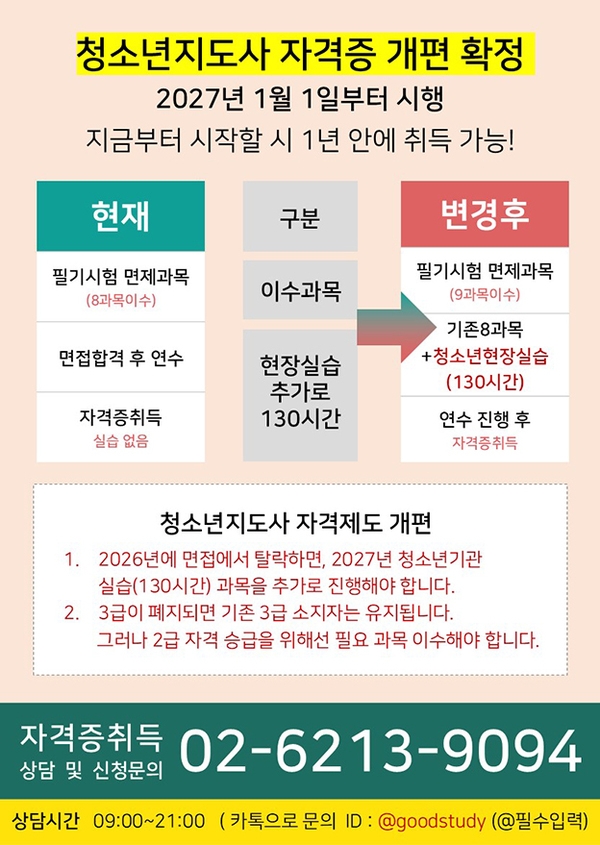 【4개월 과정】  신안 청소년지도사2.3급 시험 면제받고 국가자격증 취득! 이번이 마지막 (비용은 60만원 소요) 1